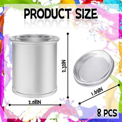 Esamploe 8 Pack Empty Metal Paint Cans with Lids(1/4 Pint Size),1/2 Cup Capacity Touch Up Paint Containers,Paint Storage Containers for Leftover Paint,Tiny Empty Unlined Pint Paint Pails