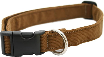 Hemp Corduroy Dog Collar - No Pattern (1/2" Small, Bronze)