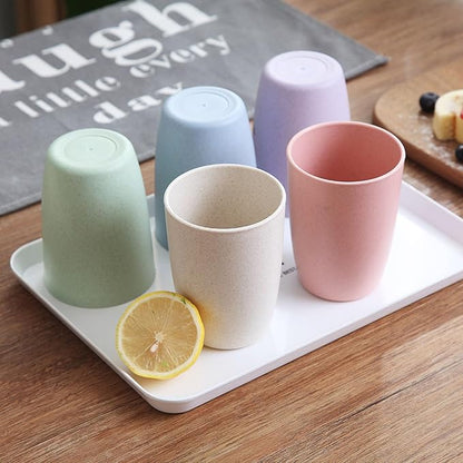 Wheat Straw Cups Set of 4, Drinking Cup Reusable Cups, Dishwasher Safe 12 oz for Kitchen, Home, Office, and Outdoor Use (White)