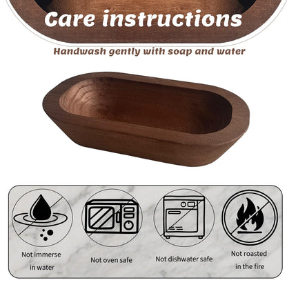 cachiv 4 Pack Dough Bowl for Candle, Wooden Decorative Bowls Paulownia Rustic Hand Carved Wooden Bowls for Candle Making Key Living Room 10"x6"x2" Brown