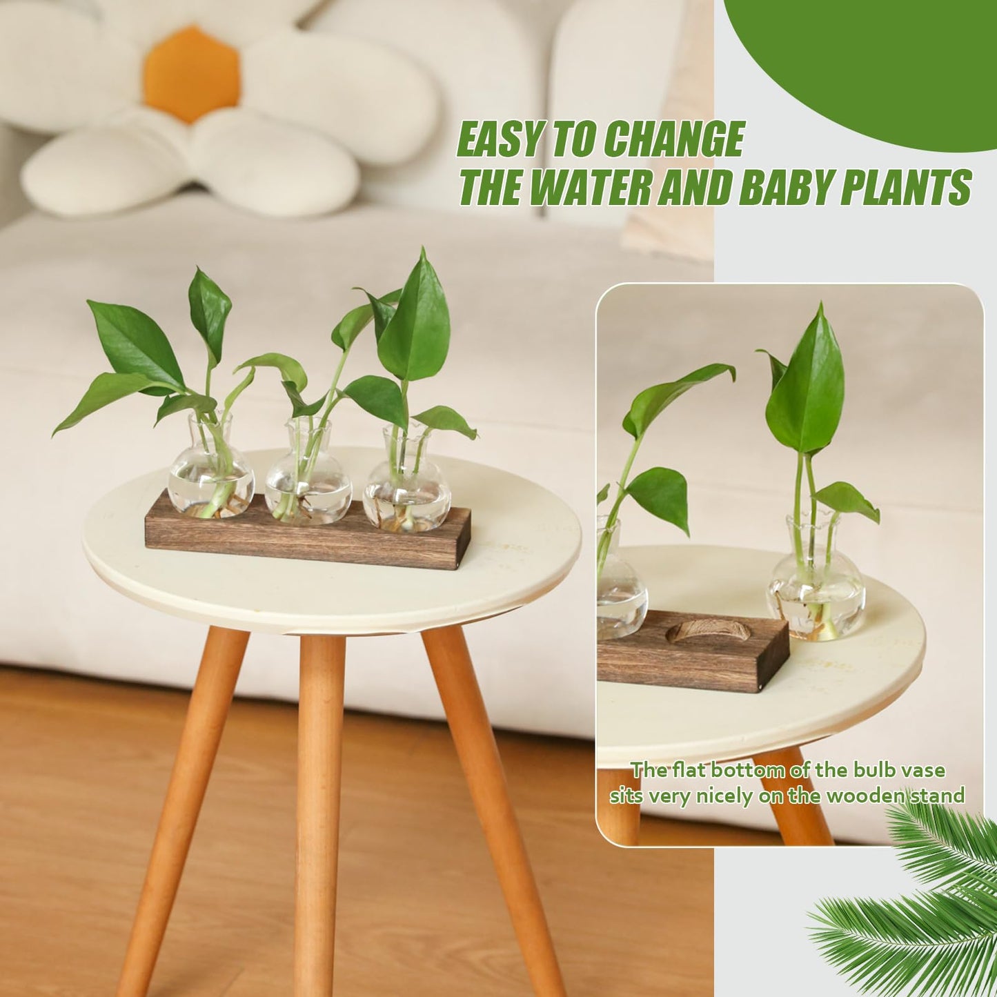 Bettstation Plant Propagation Station, Plants Terrarium with Wooden Stand Bulb Glass Vase Planter Gift for Plant Lovers Home Office Decor