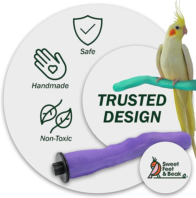 Sweet Feet & Beak Safety Pumice Bird Perch, X-Small 1/2" X 6", Lightweight Grinding Bird Perches for Cage - Bird Nail Trimming Perch for Healthy Beak & Feet - Multi-Size & Color Parrot Stand - Blue