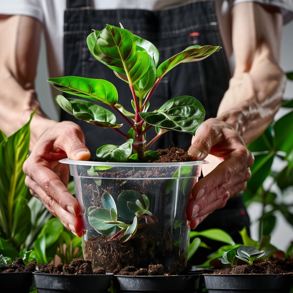 OUPSAUI 21 Pack 3.5/5/6 Inch Clear Nursery Pots for Plants, Clear Plant Pots with Drainage Holes, Flexible Plastic Plant Pots, Seedling Planter Seed Starter Pots(3.5+5+6 Inch)