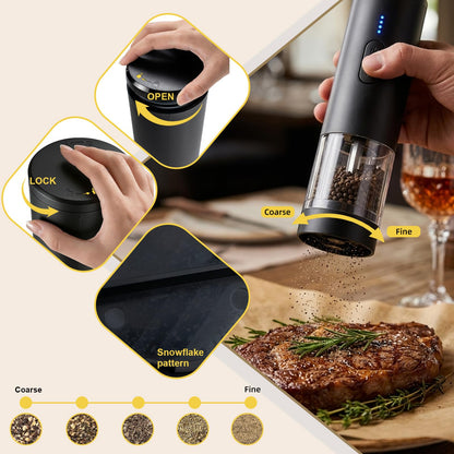 Agilive 2 in 1 Electric Salt and Pepper Grinder Set, Dual Ceramic Grinder Adjustable Coarseness, Kitchen gift, Automatic Salt and Pepper Mill Shakers with Battery Display(Black)