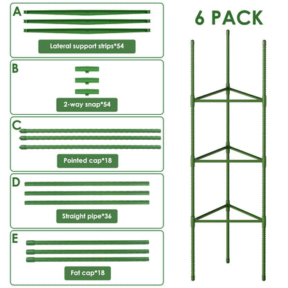 CEWOR Tomato Cage - 6 Pack Tomato Cages for Garden, 51.2inch Tall Tomato Trellis Triangle Stakes for Climbing Plants Outdoor, Plant Cages Structure for Pots, Raised Garden Bed, Vegetables