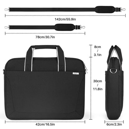 BAFFINA 17 17.3 Inch Laptop Shoulder Bag for Men Women,Waterproof Computer Carrying Case Messenger Bag with Strap for 17"-18" HP Dell,Laptop Briefcase for Office business Travel College School,Black