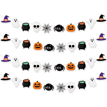 Halloween Party Decorations Hallowee Hanging Banner Holiday Party Decorations with Hallowee Witch Ghost Pattern Card Banner Cute Halloween Decor, Hocus Pocus Hallowee Decorations
