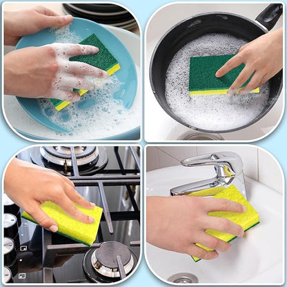 24 Pack Heavy Duty Scrub Sponges,Multi-Purpose Kitchen Sponge, Efficiently Clean The Surface Stains,Used for Clean Kitchen Pots,Bowls,Bathrooms,Tiles,Wall Good Helper for Home Cleaning