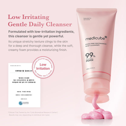 medicube PDRN Marshmallow Whip Cleanser | Face Wash, Cleansing Foam for Pore Care & Uneven Skin Tone | Gentle Daily Deep Cleansing | Hydrating and Nourishing Facial Cleanser | Korean Skincare