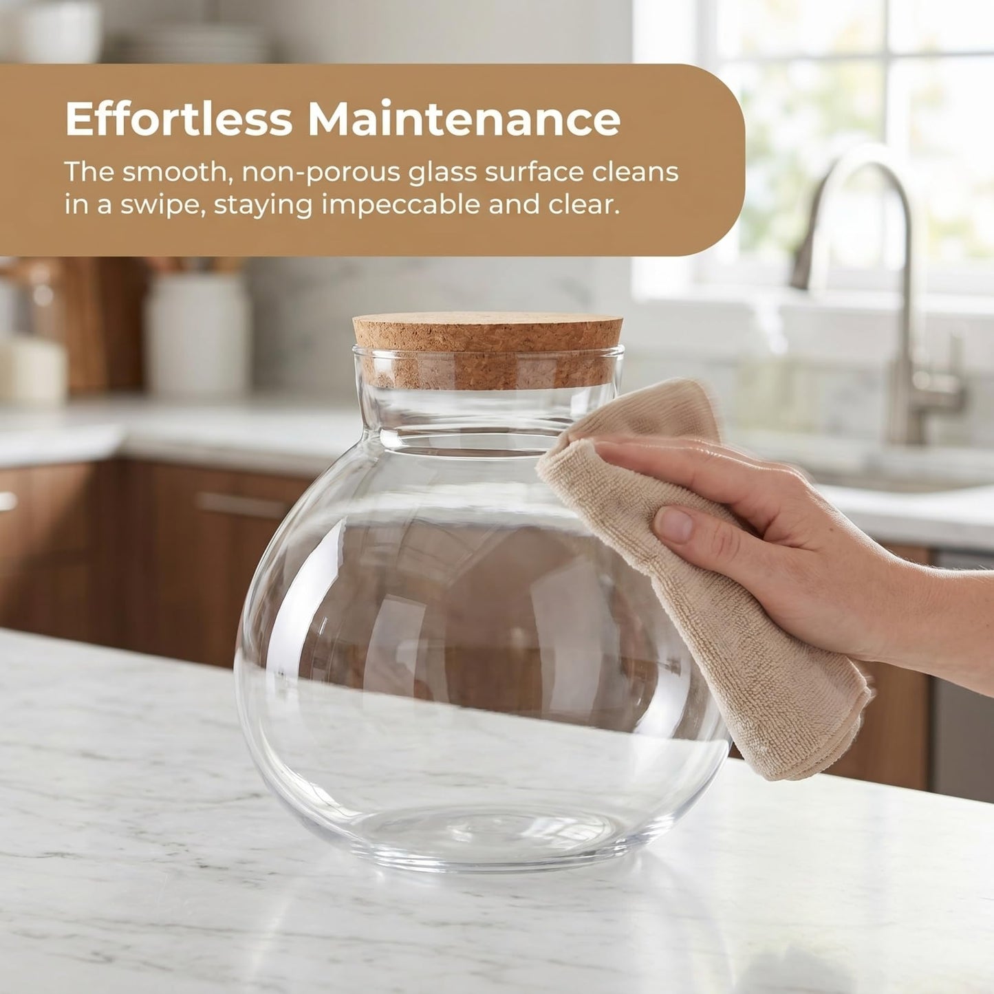 Alasum Glass Terrarium Bottle with Cork Lid 5.90X6.29X5.90In Round Jar for DIY Micro Landscape Fairy Garden Miniatures Home Decor and Kitchen Storage