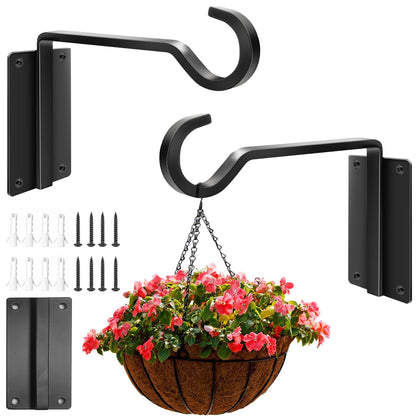 BAERFO Plant Hanger Outdoor(6 Inch/2 Pack) Heavy Duty Hanging Plant Bracket for Hanging Plants Outside, Plant Wall Hooks for Bird Feeders, Wind Chimes, Flower Baskets