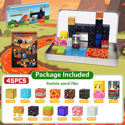 uMadeUs Magnetic Blocks Building Set - Puzzle Cubes as STEM Toys for Kids - Toddlers Sensory Construction Tiles - Ages 3+ Creative Educational Games for Boys and Girls - Magic Portal 100pc Block