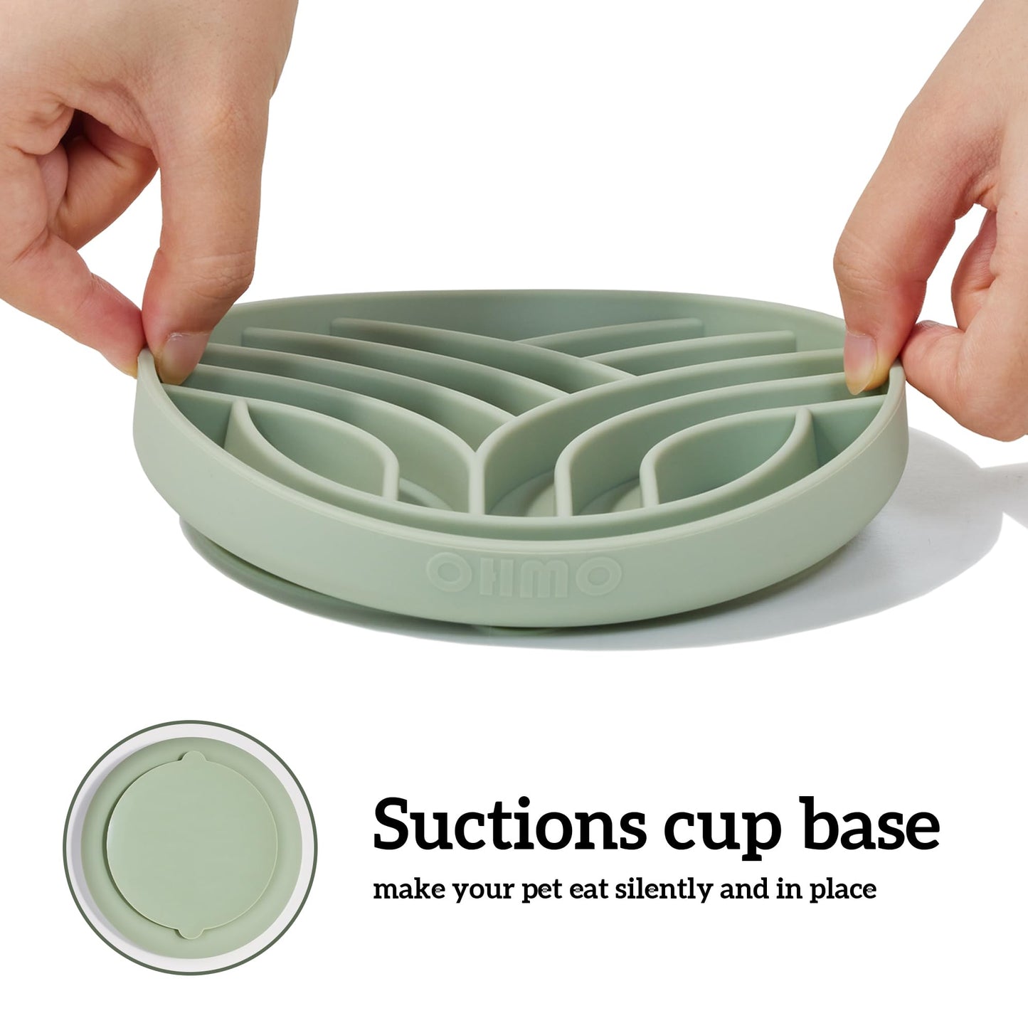 OHMO Slow Feeder Dog& Cat Bowl, Silicone Puppy Cat Food Bowl with Anti-Slip Suction Cup Slow Down Small Dogs Eating, Anti Choking (S-Diamond,Camo Green)