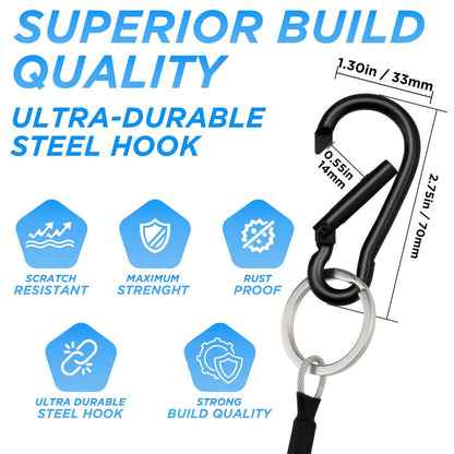 SDTC Tech 10 Pack Hanging Straps with Carabiner Hook 10 Inch Hanging Chain Cable Rope for Bird Feeders, Tree, Plant Extenders, Lanterns, Yard Christmas Decorations