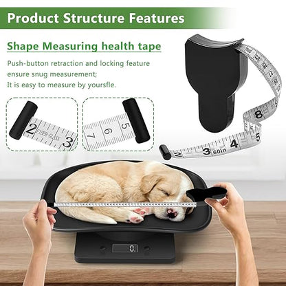 Puppy Scales for Weighing, Digital Pet Scale for Newborn Cat Puppies, Portable Small Scale with Tape Measure,Collars and Nail Clipper, Multi-Function LCD Scale,Max 33lb