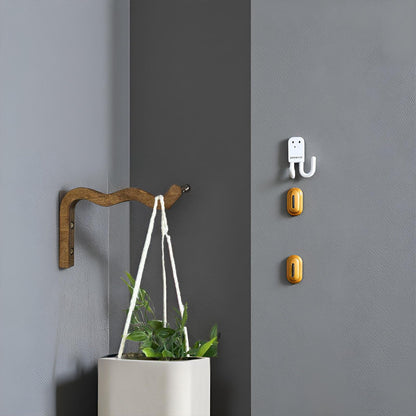 Tritaraesa Wooden Wall Planters, Hanging Plant Hooks for Indoors, Wave-Shaped Wooden Hanging Baskets for Wall Plant Hooks Heavy Duty for Flower Pots Wind Chimes and Bird Feeders (Walnut,2 Pack)