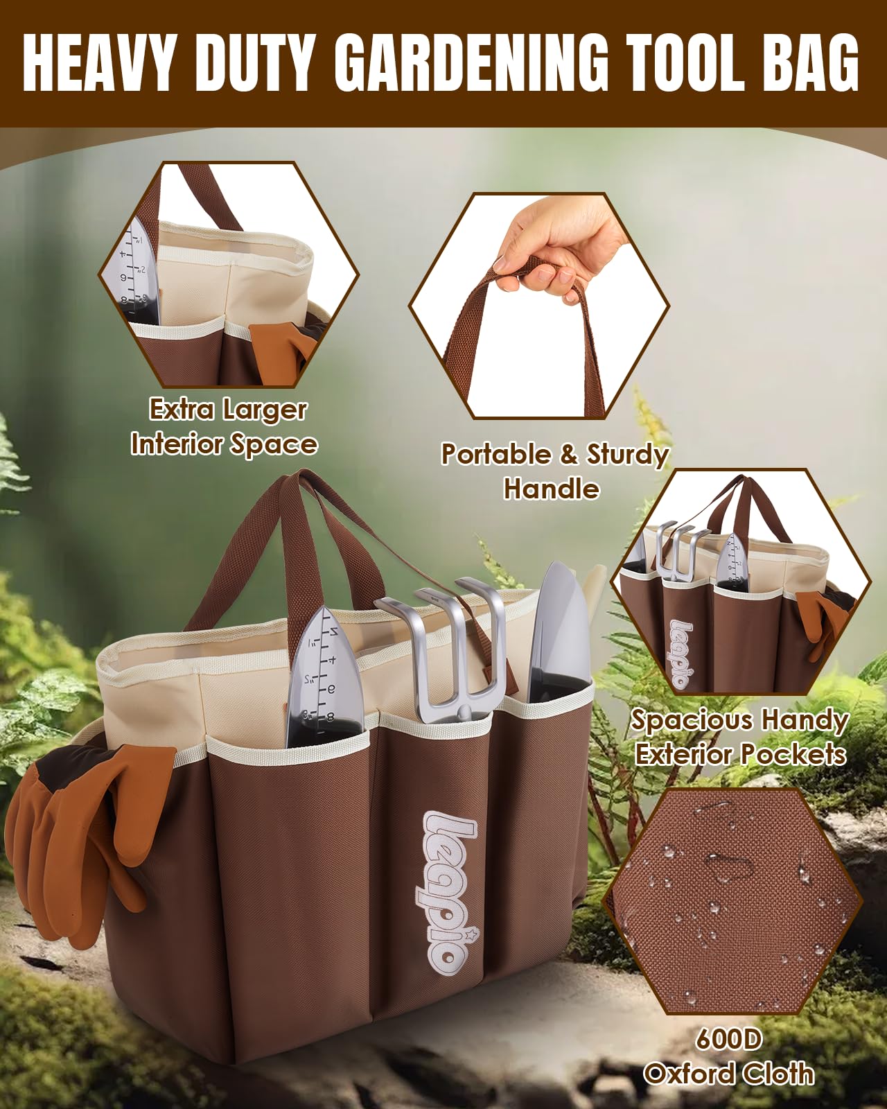 Leapio Gardening Gifts for Women Men, 12PCS Heavy Duty Garden Tools Set with Large Garden Bag and Gloves Pruning Shears, Unique Birthday Easter Gardening Gifts for Mom Dad Boyfriend Planting Lovers