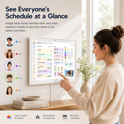 Beinhome 15.6" Smart Digital Calendar No Subscription, Touch Screen Electronic Wall Planner with Interactive Kids Chores Chart & Rewards, Photo Display, Full HD Family Schedule Organizer