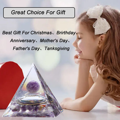 Orgone Pyramid - Positive Energy Source for Meditation, Stress Relief, Wealth Attraction | Crystal Pyramid Orgonite with Protection Crystals | Ideal Energy Generator & Stylish Room Decor
