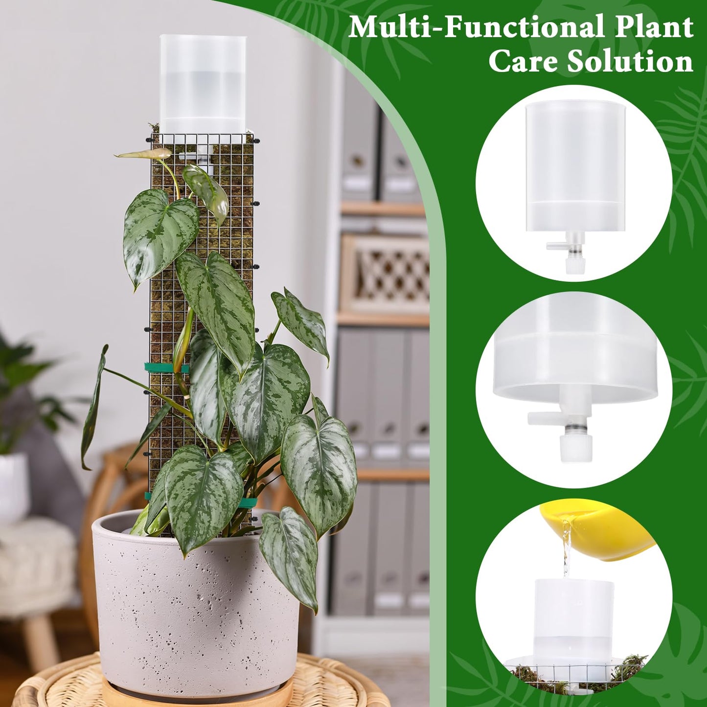 6 Pack Adjustable Moss Pole Watering Dripper, Self Watering Planter Insert with Flow Control, Plant Watering Globes Devices, Slow Release Self Watering Spikes for Monstera Epipremnum