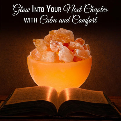 Himalayan Glow Pink Salt Bowl Night Lamp with Crystal Himalayan Salt Chunks | Hand-Carved Himalayan Salt Lamp for Air Purification and Relaxing Ambiance