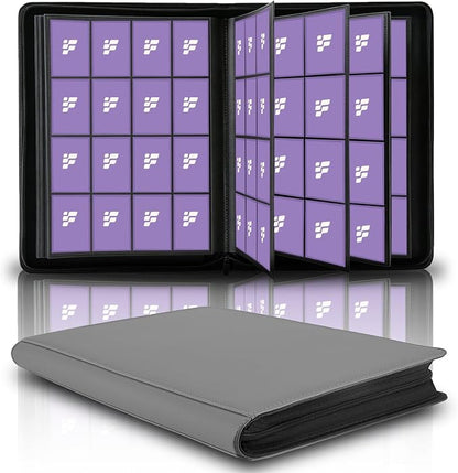 1000+ Pockets Trading Card Binder, 16 Pockets Trading Card Binder Ringless Side Loading Trading Card Album Folder for TCG,MTG,Sports Cards(Gray-1)