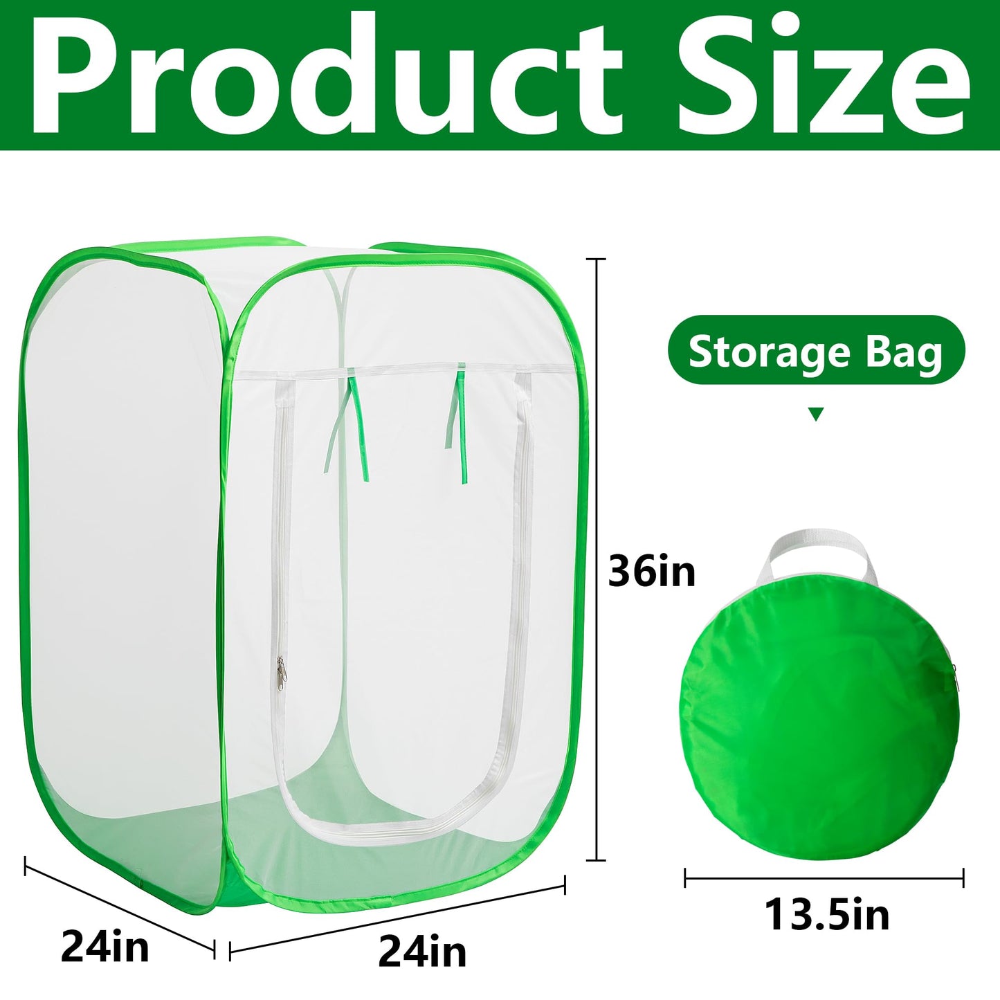 24" x 24" x 36" Pop Up Garden Mesh Plant Cover, Plant Protectors Mesh Plant Enclosure, Garden Net Cage Pest Protection Guard Tent with Storage Bag for Protect Plant Vegetable Fruit from Birds Insects