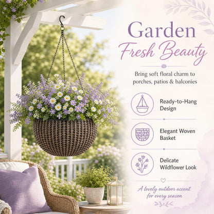 10" Self Watering Bronze Hanging Basket Flower Planter