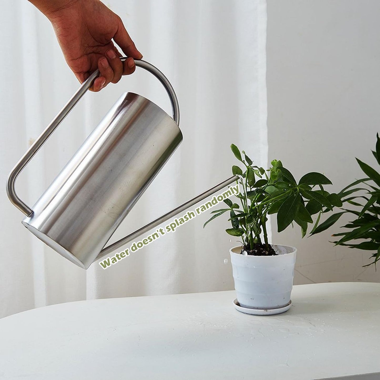 HomDSim Watering Can Outdoor, 50 oz/1.5L Watering Can with Long Spout and Handle, Stainless Steel Garden Watering Pot for Outdoor and Indoor Plants