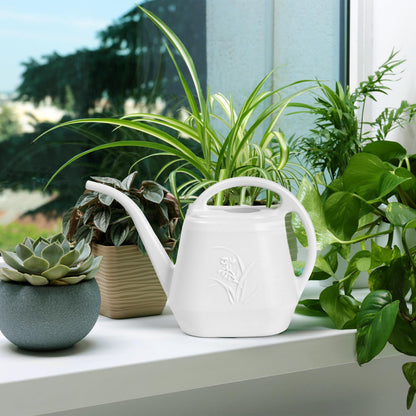 ZXJ Plant Watering Can - for Indoor and Outdoor Home Garden Plants - with Long Spout - White - 1/2 Gallon