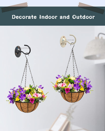 NACETURE Ceiling Hooks for Hanging Plants 3 Pack - Plant Hanger Indoor Hanging Hooks Metal Plant Bracket Iron Lanterns Hangers for Wind Chimes (White 3 Pack + Chain)