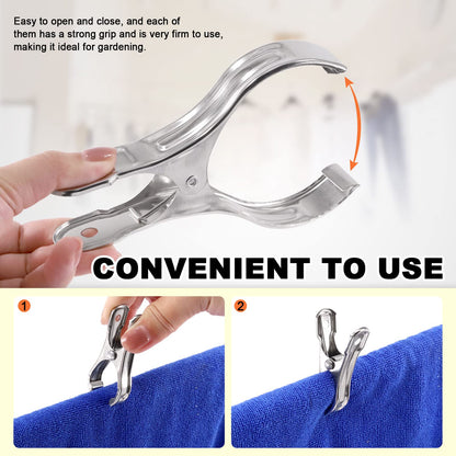 Tanstic 20Pcs 5.1 Inch Stainless Steel Greenhouse Clamps Garden Clips Greenhouse Clips Heavy Duty Garden Clips with Strong Grip and Large Open Mouth for Netting Holding