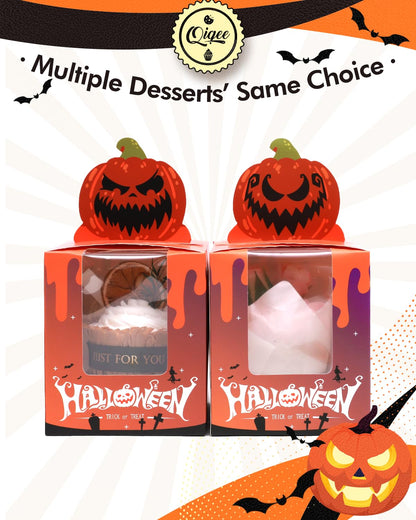 qiqee Halloween Individual Cupcake Boxes Cupcake Holders Disposable 25pcs Single Cupcake Boxes with Window 3.7x3.7x4.5 Cupcake Containers for Halloween