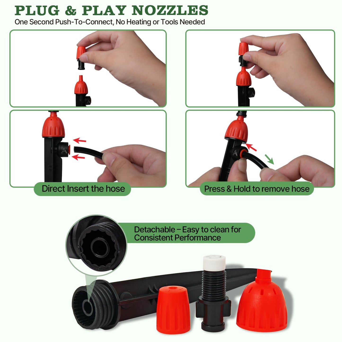 A ANLEOLIFE 82.4FT Automatic Drip Irrigation Kit with Water Timer, 8 Programs & LCD, Quick-Connect System, 1/2" Mainline + 1/4" Tubing, 360° Bendable Nozzles for Raised Beds, Garden & Greenhouse