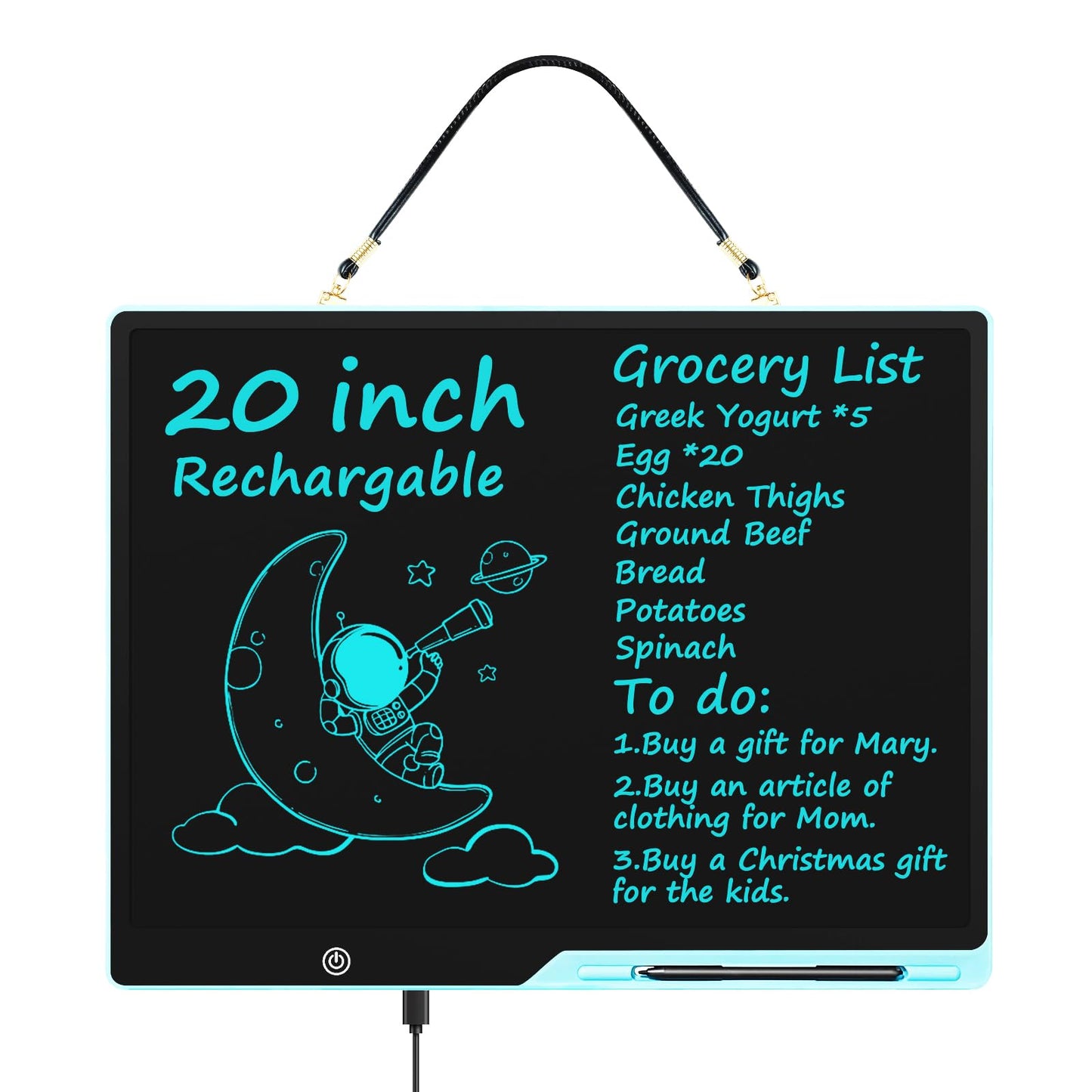 [Rechargeable] 20 Inch LCD Writing Tablet for Kids, Extra-Large Drawing Tablet for Adults, Educational & Learning Toys for Boys Girls Ages 8-12 Years Old, Drawing Board for Kids Birthday Gift (Blue)