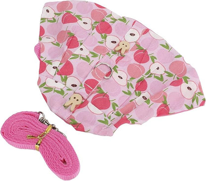 Rabbits Harness Leash Cute Breathable Pet Chest Traction Rope Set for Guinea Pigs Hedgehogs Soft Cotton Cloth Nylon Webbing Stylish Outfit (S)