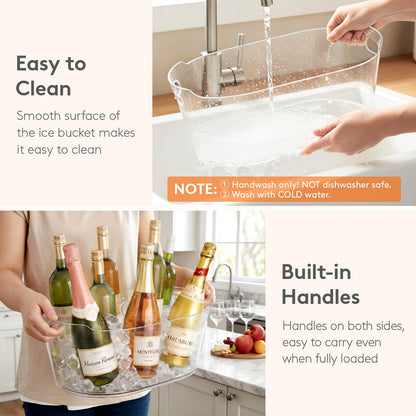 Lifewit 13L Ice Bucket for Parties 2 Pcs, Large Plastic Drink Cooler for Champagne Wine, Beer, Clear Beverage Tub for Mimosa & Cocktail Bar, Portable Chiller for Party Hosting & Serving