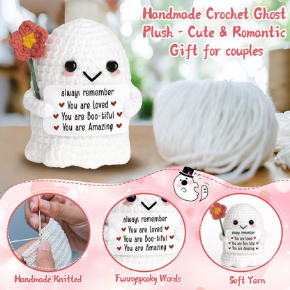 You are Loved Positive Affirmation Gifts for Women Her - Inspirational Valentines & Galentines Birthday Easter basket Stuffer for Friends Teens Daughter Grandkids Student - Uplifting Crochet Ghost