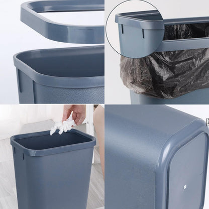 Halyuhn Small Waste Basket 4 Pack, 2 Gallon/8 L Blue Grey Garbage Can for Office, Bedroom, Bathroom and Kitchen, Office Trash Can with Snap Ring Fits Narrow Space, Plastic Trash Bin Waste Basket