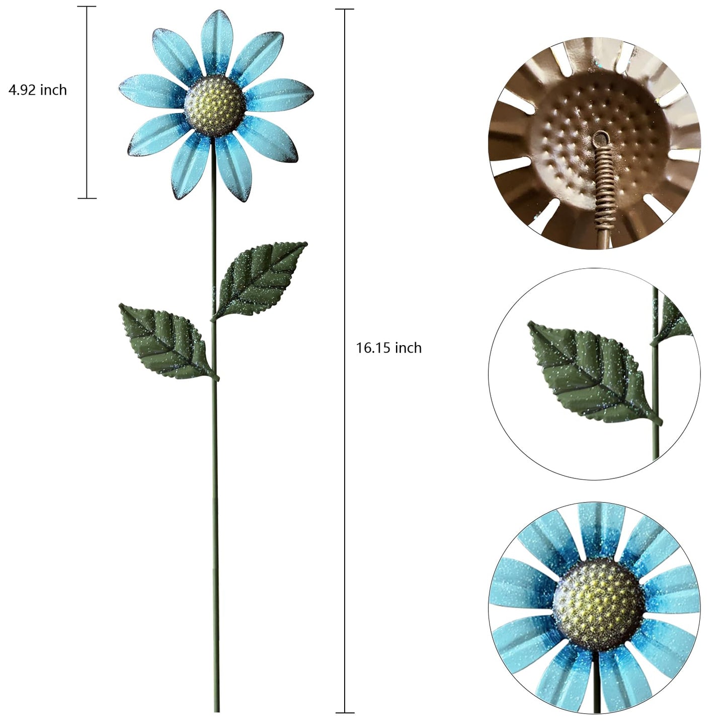 HUTHDAK Metal Flowers for Outside,8 Pack 16.15" Decorative Garden Stakes with Swaying Flowers Head Yard Art,Spring Garden Decor for Lawn, Pathway & Garden