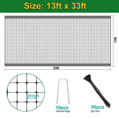 KLEWEE Bird Netting, 13 x 33 FT Heavy Duty Garden Netting Fine Mesh for Protect Fruit Trees, Plants and Vegetables from Birds, Deer, Squirrels and Other Animals