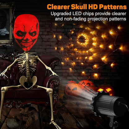 Halloween Decorations Outdoor Indoor - 3D Dynamic Red Halloween Projector Lights,Waterproof Holiday Light for Window,Ground