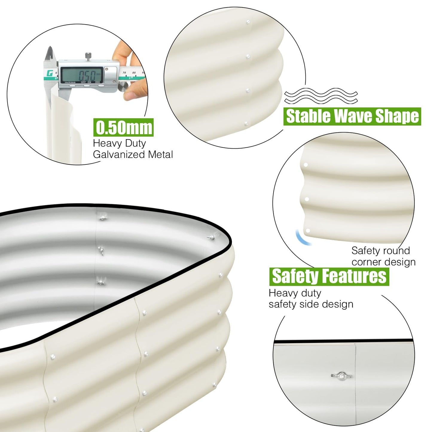 SnugNiture Galvanized Raised Garden Bed, 4x2x1ft Oval Metal Planter Box for Planting Outdoor Plants Vegetables