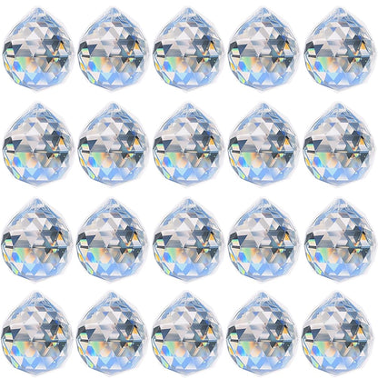 Crystal Prism Ball Sun Catcher - 20 Pack 30mm Hanging Decor for Windows, Wedding, Home, Feng Shui, Chandelier Pendant - Rainbow Maker, DIY Crafts, Gift Idea