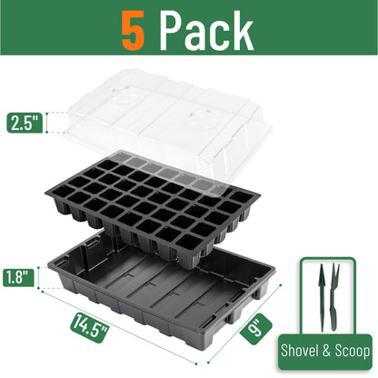 Mr. Pen- Seed Starter Tray Kits, 5 Set, Total 200 Cells, Durable Plant Germination Trays with Humidity Vented Domes and Bases, Ideal for Seed Starting, Indoor Gardening and Greenhouse