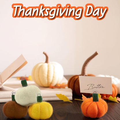 Groodo 8 Pieces Fall Decor Felt Pumpkin Place Card Holder, Thanksgiving Fall Name Card Holder Perfect for Thanksgiving Table Decor, Fall Themed Weddings, Bridal Brunches