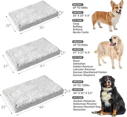 Orthopedic Dog Bed for Large Dogs, Dual-Layer Memory & Egg-Crate Foam, Washable Warm Winter Plush Cover, Waterproof Liner, Non-Slip Bottom, Crate/Kennel Pad, 41 x 27 Inch, Gray