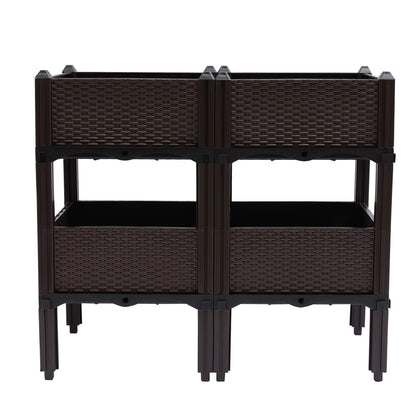 DYRABREST Set of 4 Raised Garden Bed Self-Watering Plastic Planter Box Stand with Legs, Sun and Frost Resistant Planter Outdoor Vegetable Growing Bed for Flower Herb Backyard, Patio, Balcony