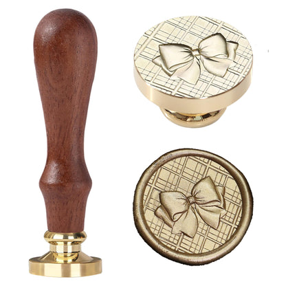 Ychostamp Wax Seal Stamp - Bow Sealing Wax Stamp,Ribbon and Checkered Pattern for Journaling, Holiday Cards, and Vintage Stationery (Bow Style B)