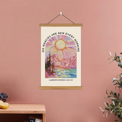 KAIRNE Christian Wall Decor,Inspirational Scripture Wall Art,Bible Verses Canvas Poster,Framed Abstract Religious Prints,Pink Mountain Landscape Paintings For Home Ling Room Bedroom Church Decoration